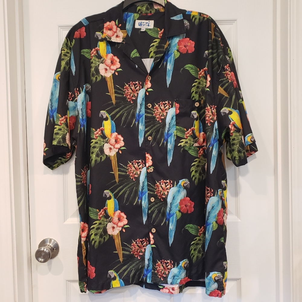 Aloha Hawaiian Shirt Mens XXL Short Sleeves Button Up Parrots Vacation Wear